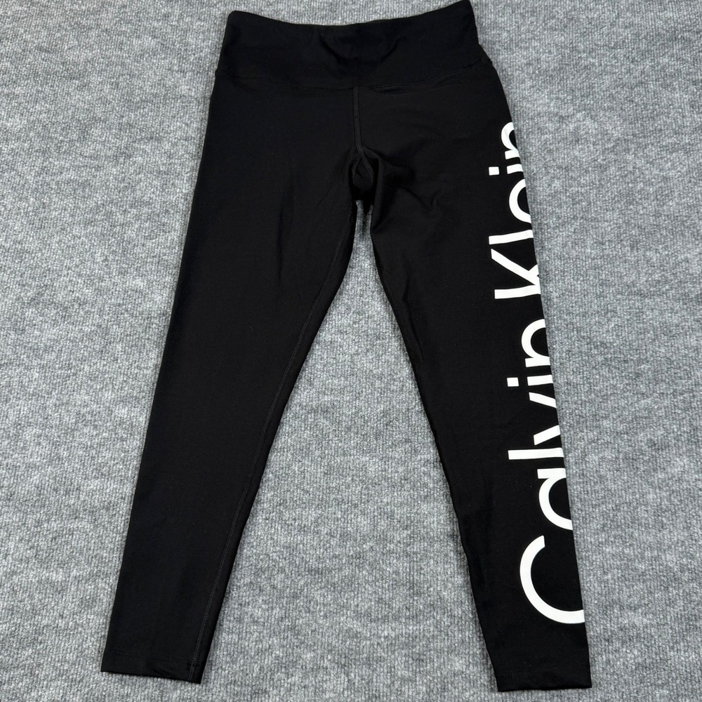 Calvin Klein Small Performance Capri Leggings Neutral Waistband Inner Pocket Gym - Picture 3 of 10